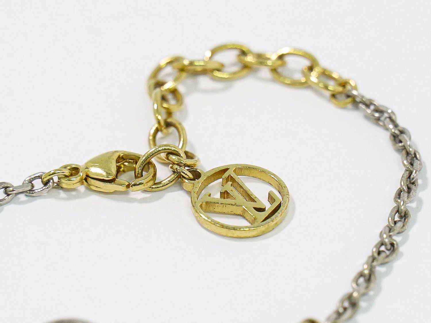 Louis Vuitton LV Bracelet Logo Mania Gold Plated Metal Silver — view 2