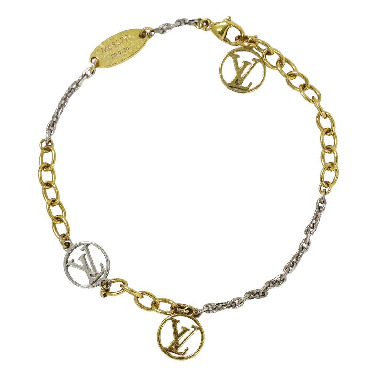Louis Vuitton LV Bracelet Logo Mania Gold Plated Metal Silver
