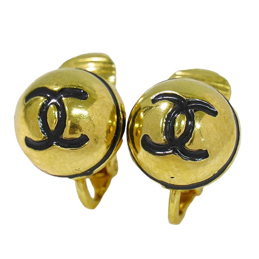 Chanel CC Logo Earrings Gold Plated
