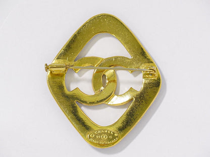 Chanel CC Logo Brooch Gold Plated Blue — view 2