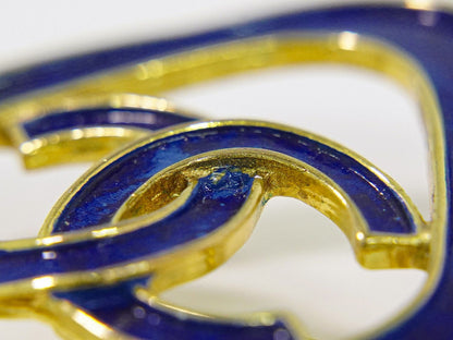 Chanel CC Logo Brooch Gold Plated Blue — view 6