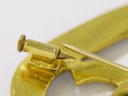 Chanel CC Logo Brooch Gold Plated Blue — view 3