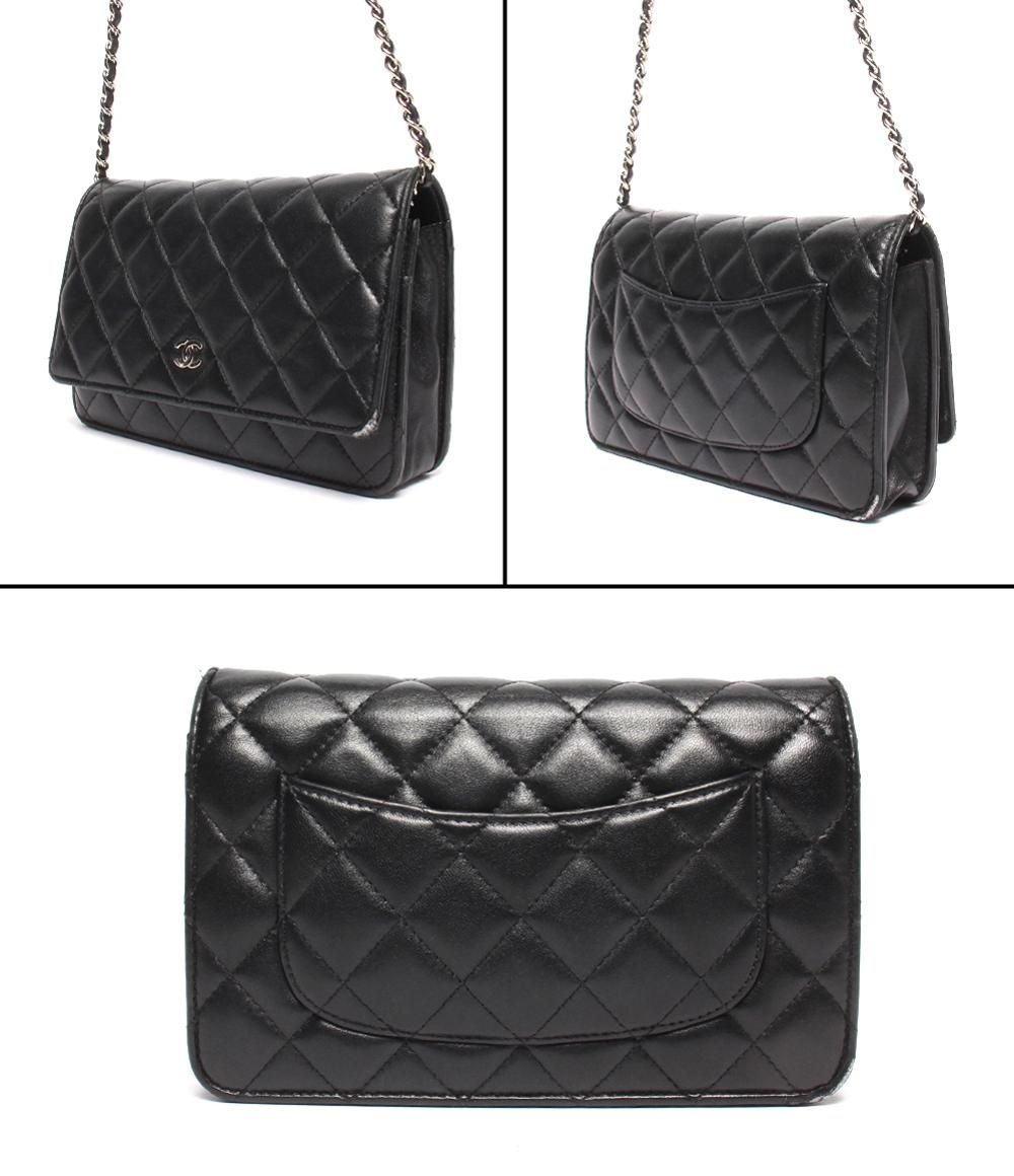 Chanel Chain Shoulder Bag Wallet Lambskin Silver Quilted — view 2