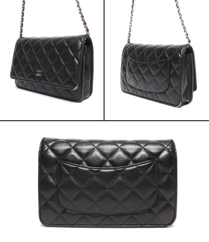 Chanel Chain Shoulder Bag Wallet Lambskin Silver Quilted — view 2
