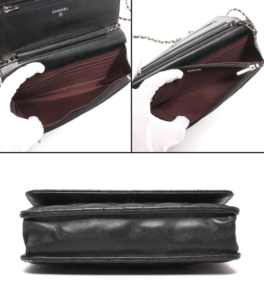 Chanel Chain Shoulder Bag Wallet Lambskin Silver Quilted — view 3