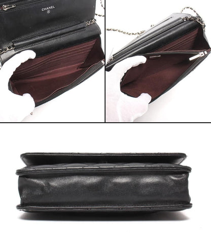 Chanel Chain Shoulder Bag Wallet Lambskin Silver Quilted — view 3