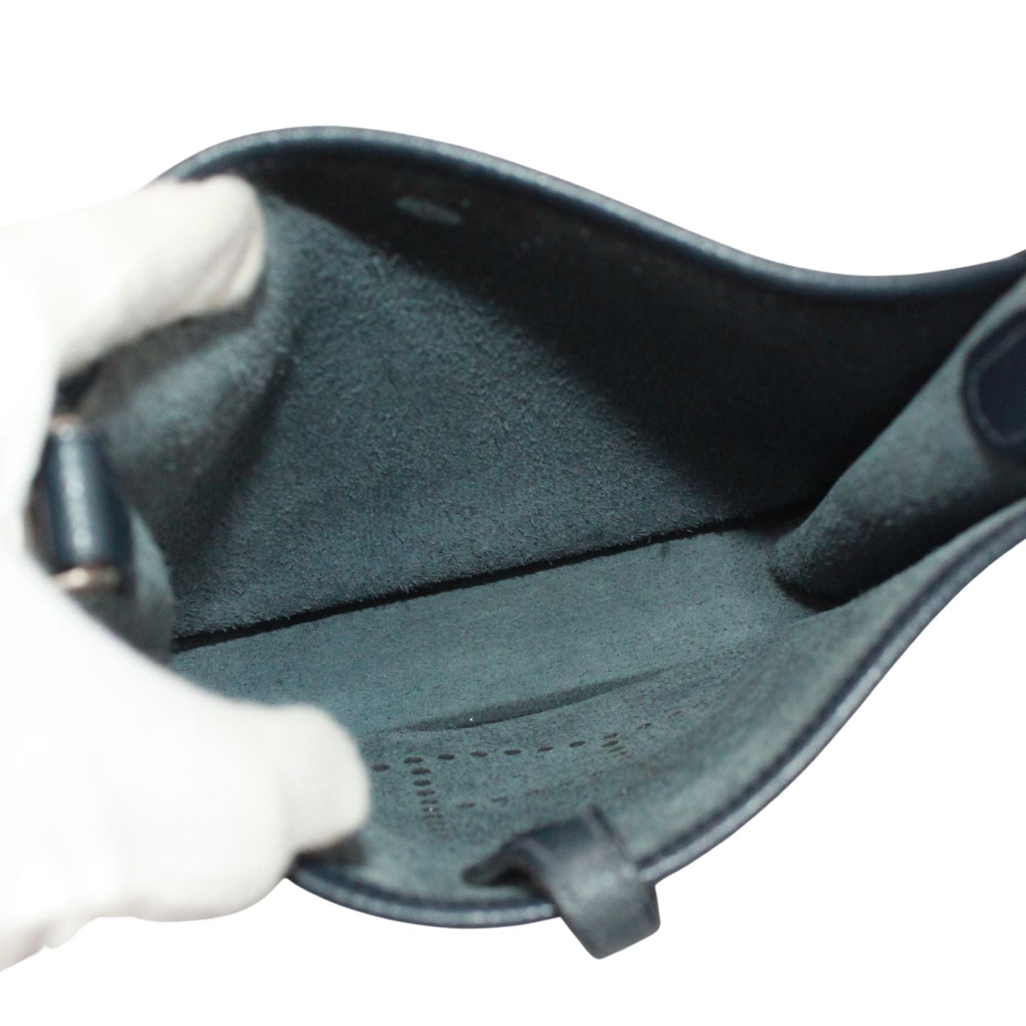 Hermes Evelyne TPM Leather Navy Shoulder Bag Silver — view 7