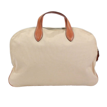 Hermes Edit Leather Canvas Beige Handbag Silver — view 3