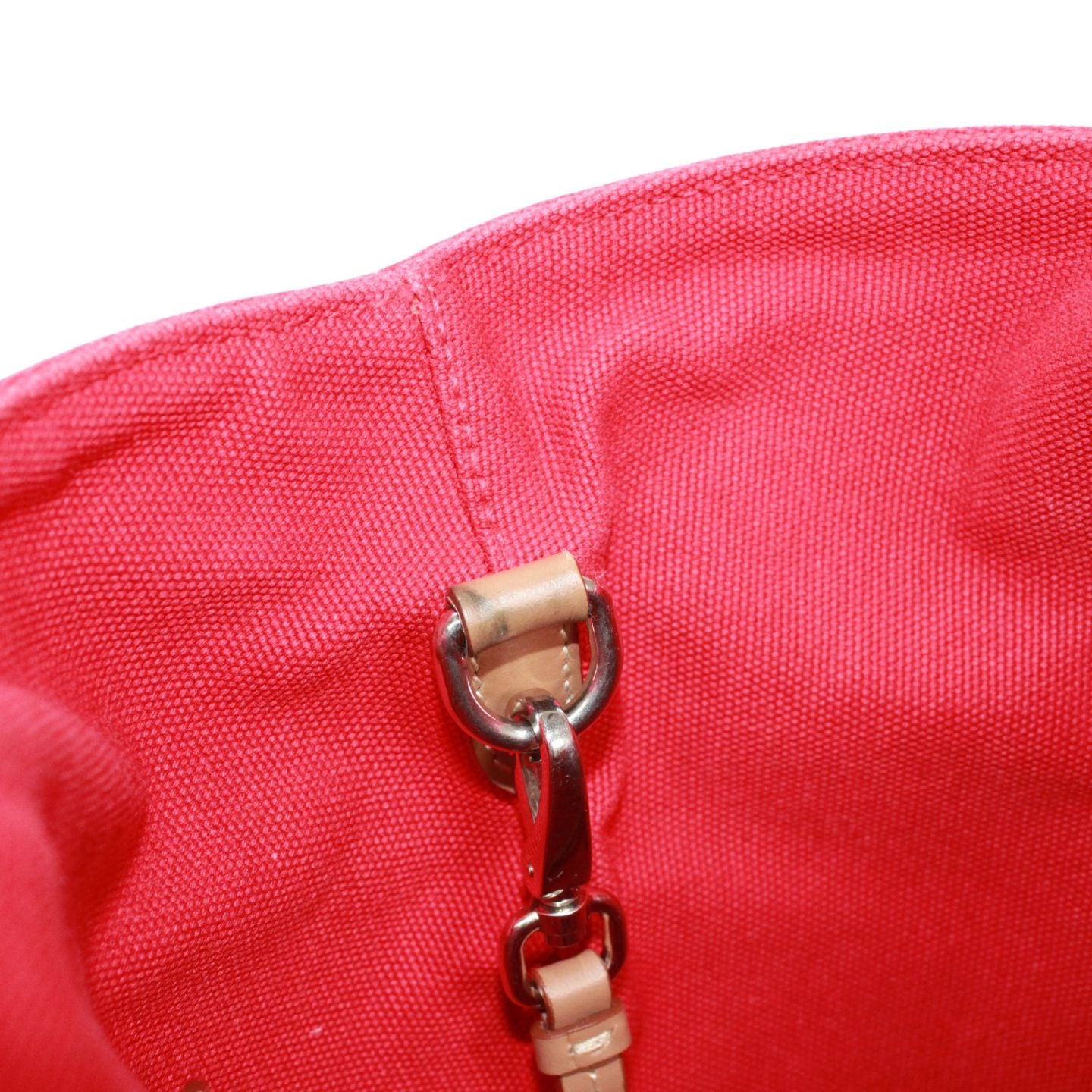 Prada Canapa Canvas Red Tote Silver — view 9