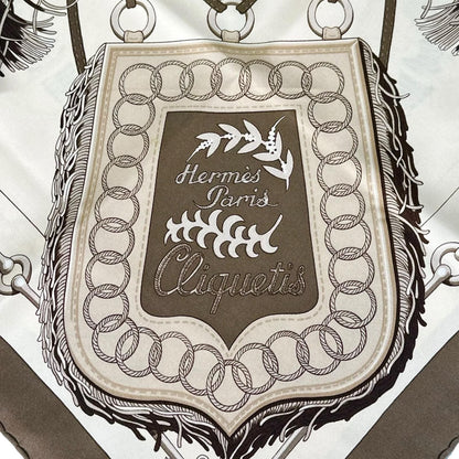 Hermes Carre 90 Cliquetis Silk Brown Beige Scarf — view 5