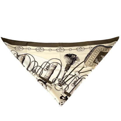 Hermes Carre 90 Cliquetis Silk Brown Beige Scarf — view 3
