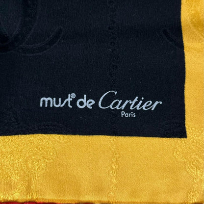 Cartier Pattern Silk Yellow Black Scarf — view 5