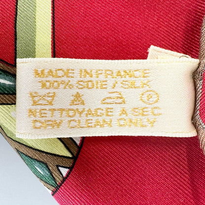 Cartier Scarab Pattern Silk Green Red Scarf — view 7