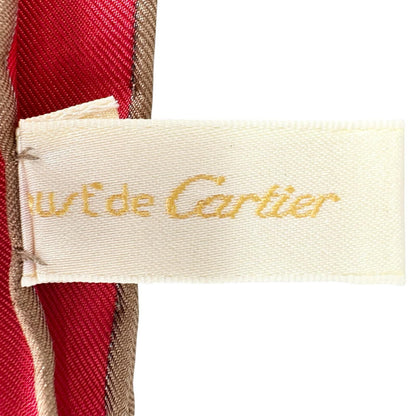 Cartier Scarab Pattern Silk Green Red Scarf — view 6