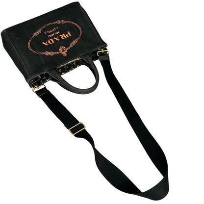 Prada Canapa Denim Navy Tote Gold — view 5