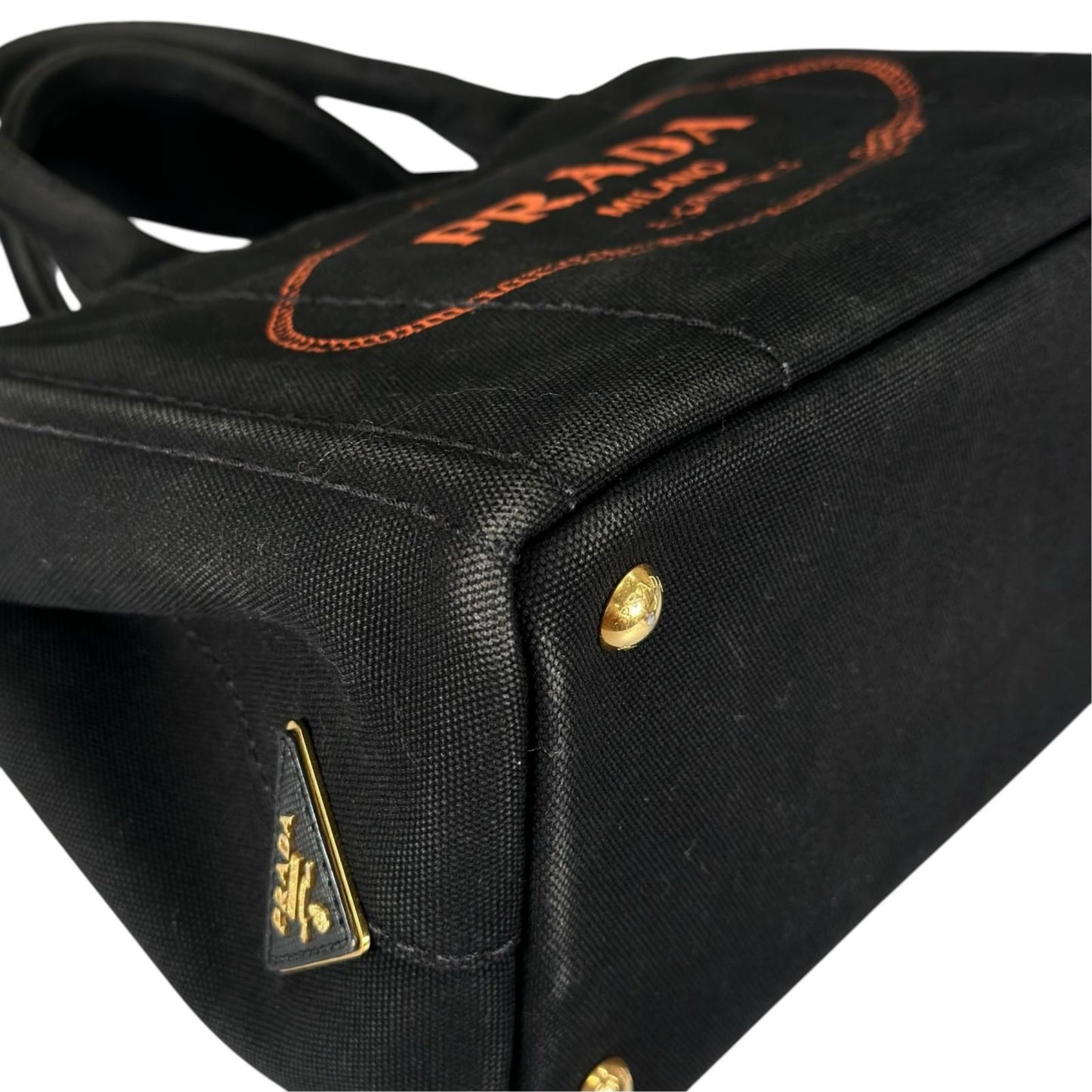 Prada Canapa Denim Navy Tote Gold — view 7