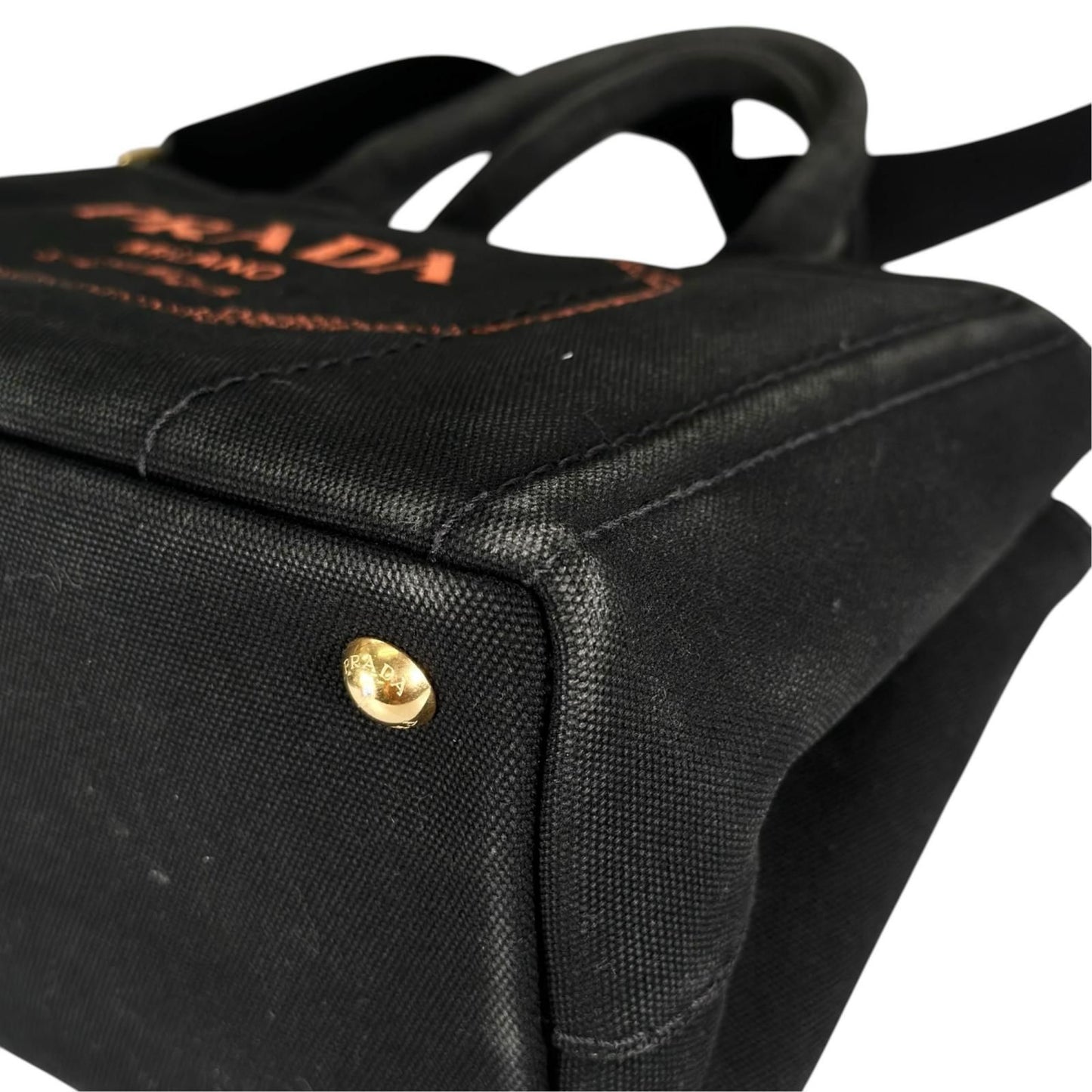 Prada Canapa Denim Navy Tote Gold — view 8