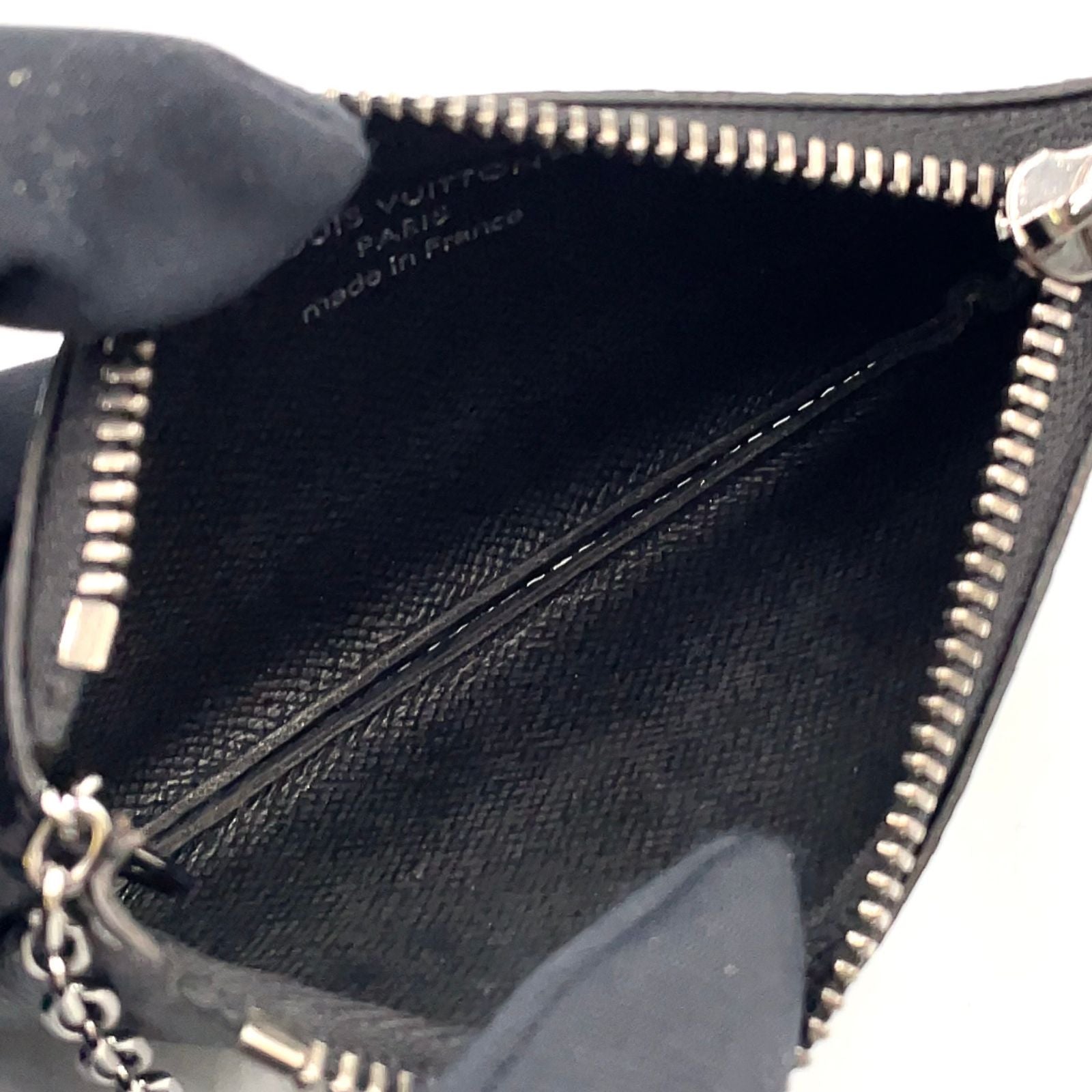 Louis Vuitton Pochette Cles Coin Case Gray Black Pouch Silver — view 3
