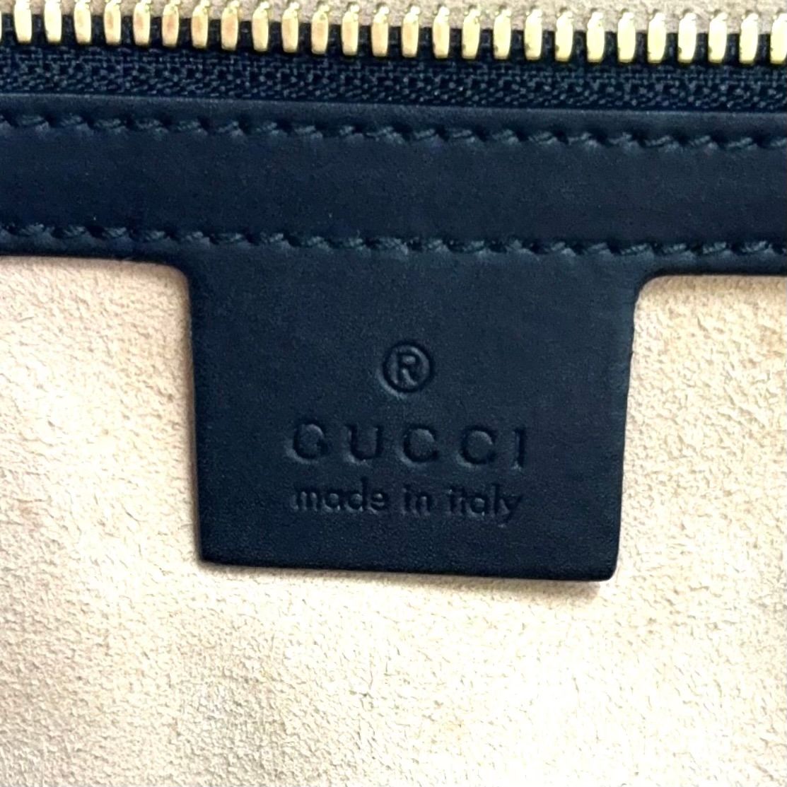 Gucci GG Supreme Beige Leather Black Backpack Gold — view 4