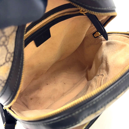 Gucci GG Supreme Beige Leather Black Backpack Gold — view 3