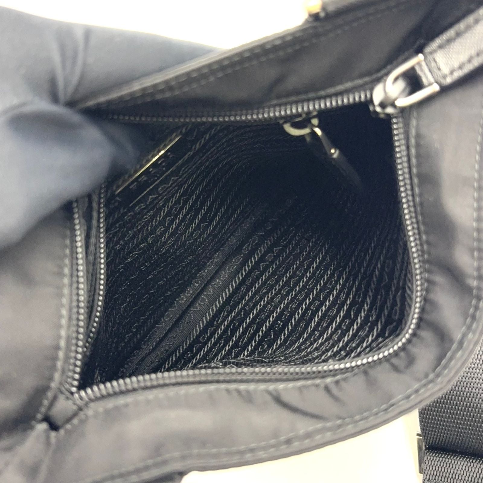 Prada Nylon Black Shoulder Bag Silver — view 3