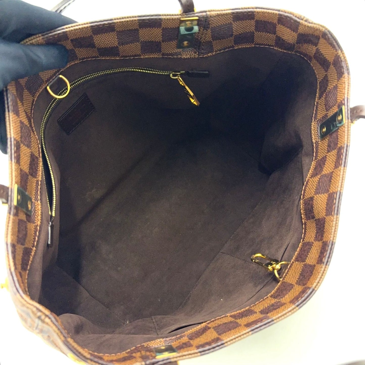 Louis Vuitton Marribbon PM Damier Ebene Leather Brown Tote Gold — view 3
