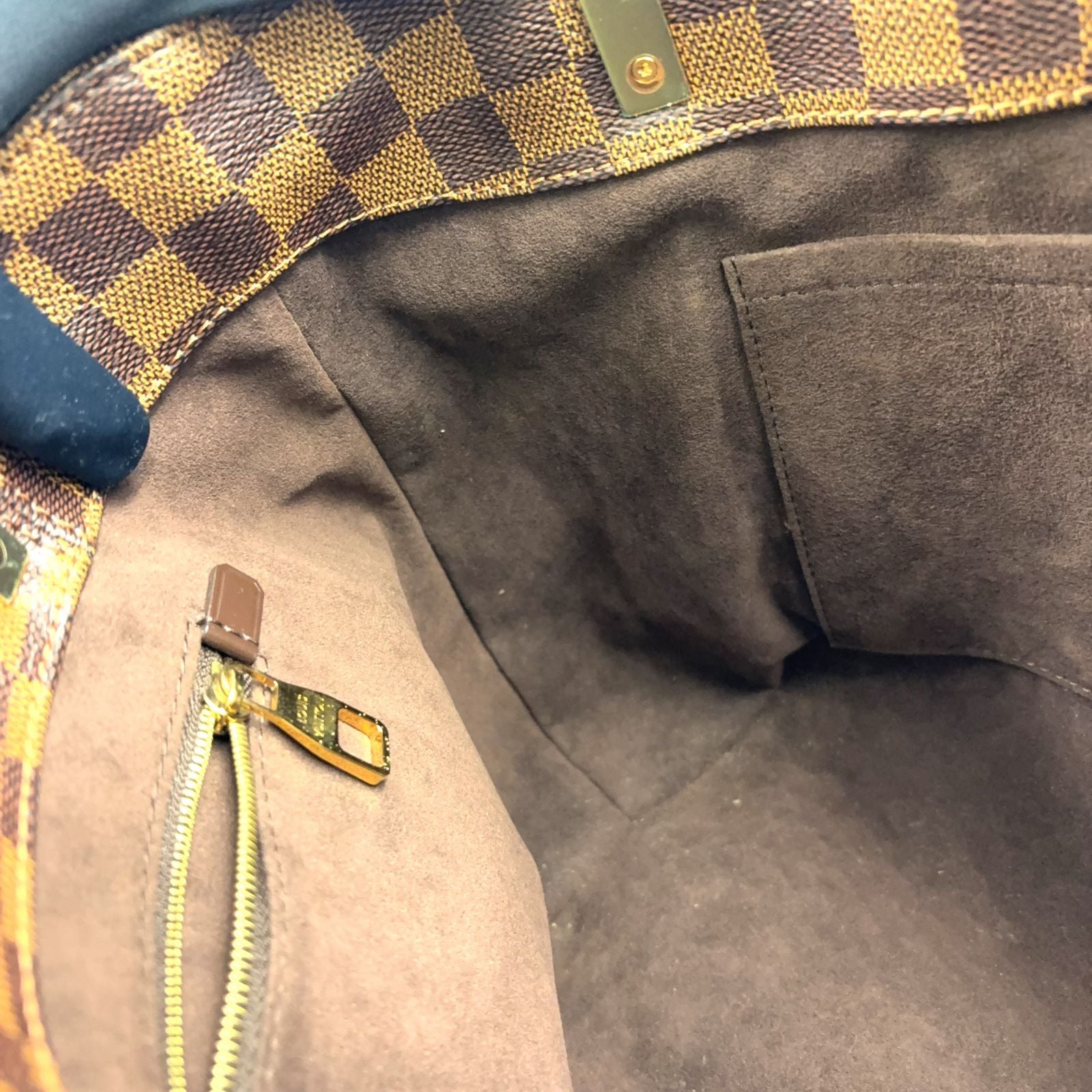 Louis Vuitton Marribbon PM Damier Ebene Leather Brown Tote Gold — view 7