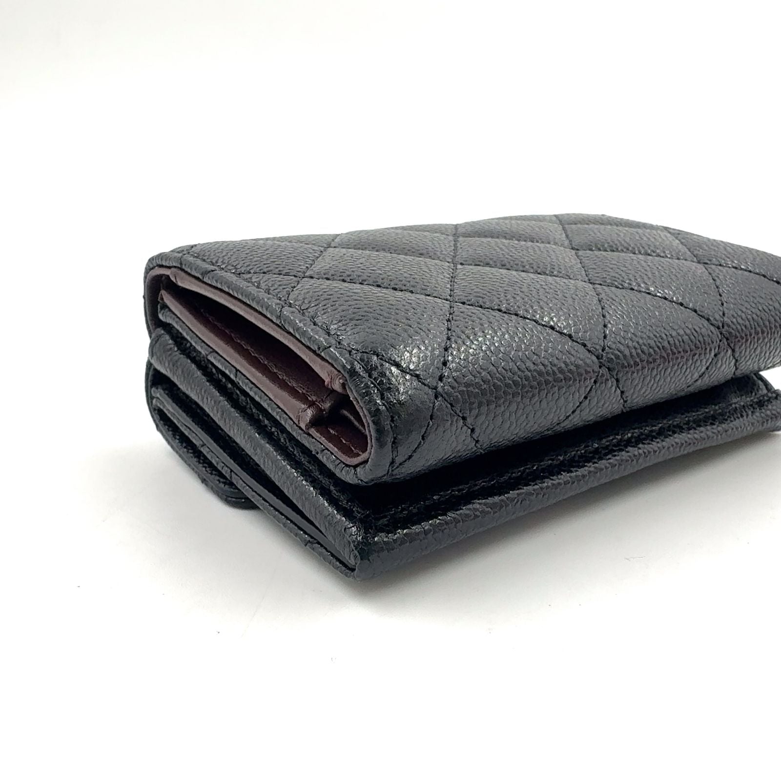 Chanel Classic Small Flap Random Caviar Leather Black Bordeaux Trifold Wallet — view 6