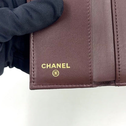 Chanel Classic Small Flap Random Caviar Leather Black Bordeaux Trifold Wallet — view 4
