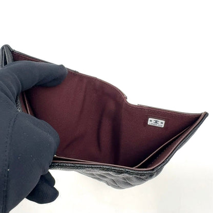 Chanel Classic Small Flap Random Caviar Leather Black Bordeaux Trifold Wallet — view 8