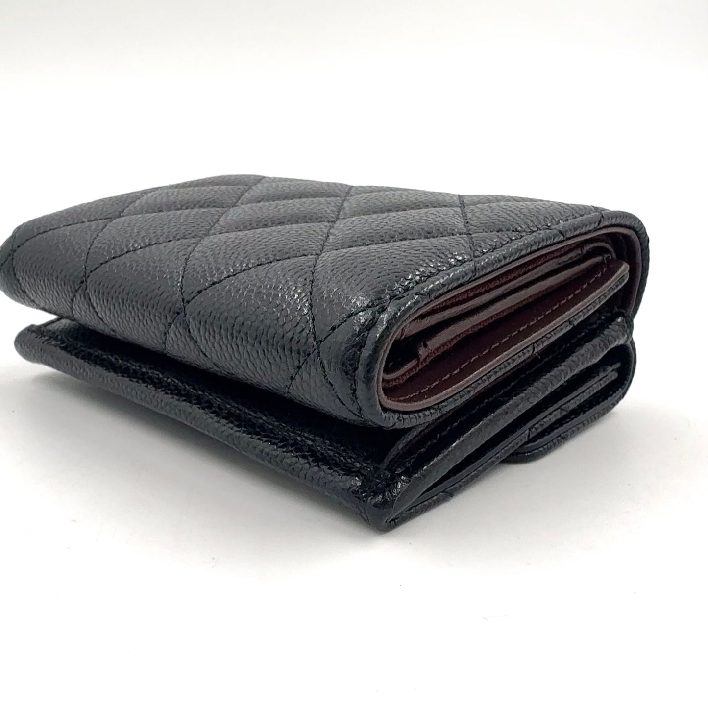 Chanel Classic Small Flap Random Caviar Leather Black Bordeaux Trifold Wallet — view 5