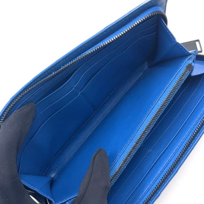 Bottega Veneta Intrecciato Leather Blue Wallet Gold — view 7
