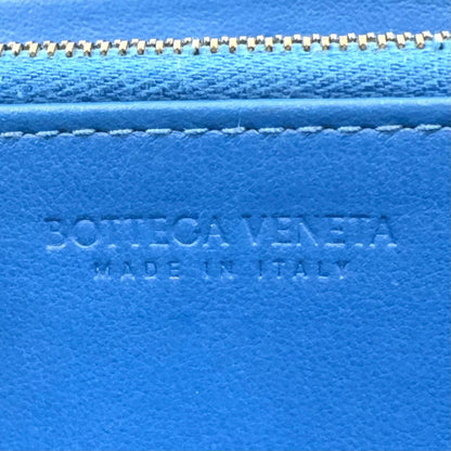 Bottega Veneta Intrecciato Leather Blue Wallet Gold — view 4