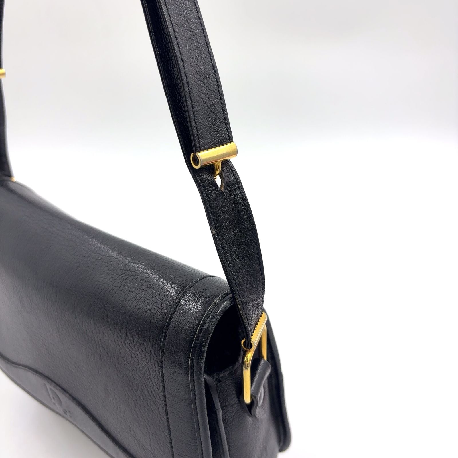 Dior Trotter Vintage Leather Black Shoulder Bag Gold — view 6