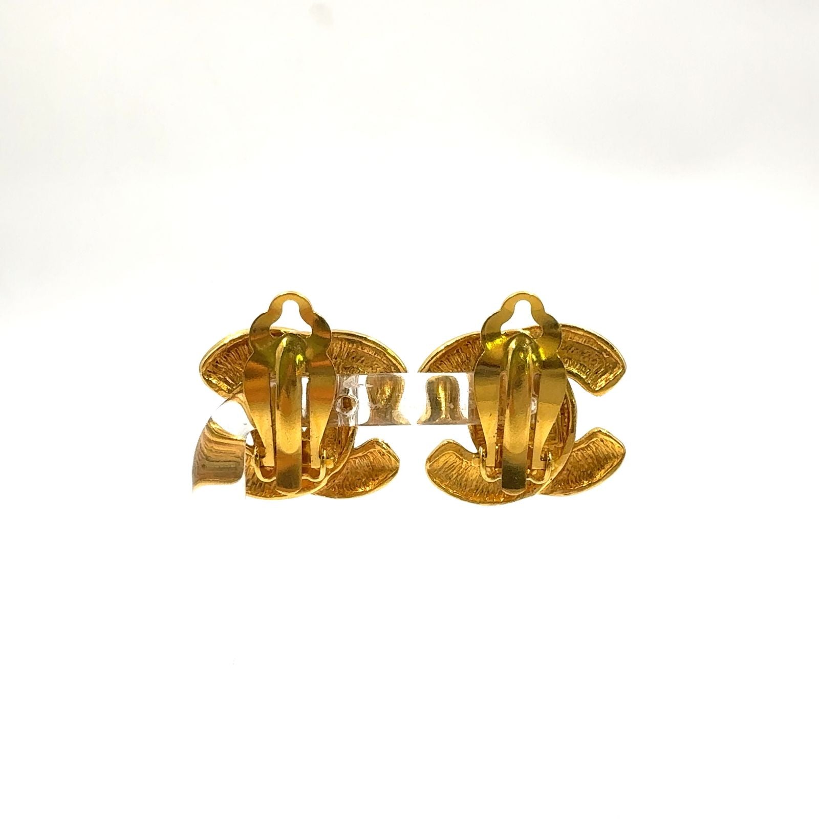 Chanel Vintage Quilted CC Logo Gold Plated Earrings — view 4