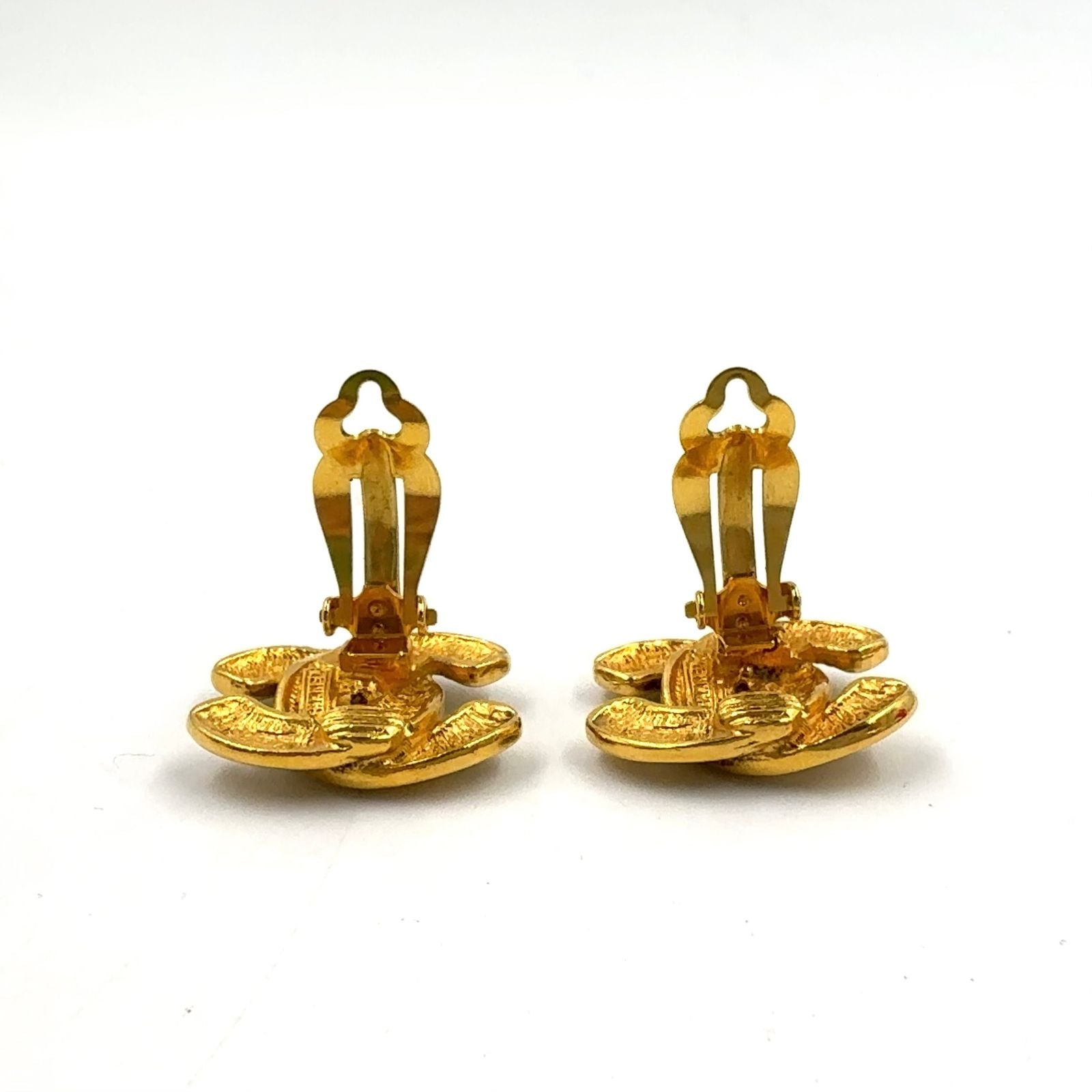 Chanel Vintage Quilted CC Logo Gold Plated Earrings — view 5