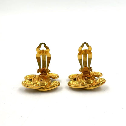 Chanel Vintage Quilted CC Logo Gold Plated Earrings — view 5