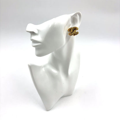 Chanel Vintage Quilted CC Logo Gold Plated Earrings — view 8