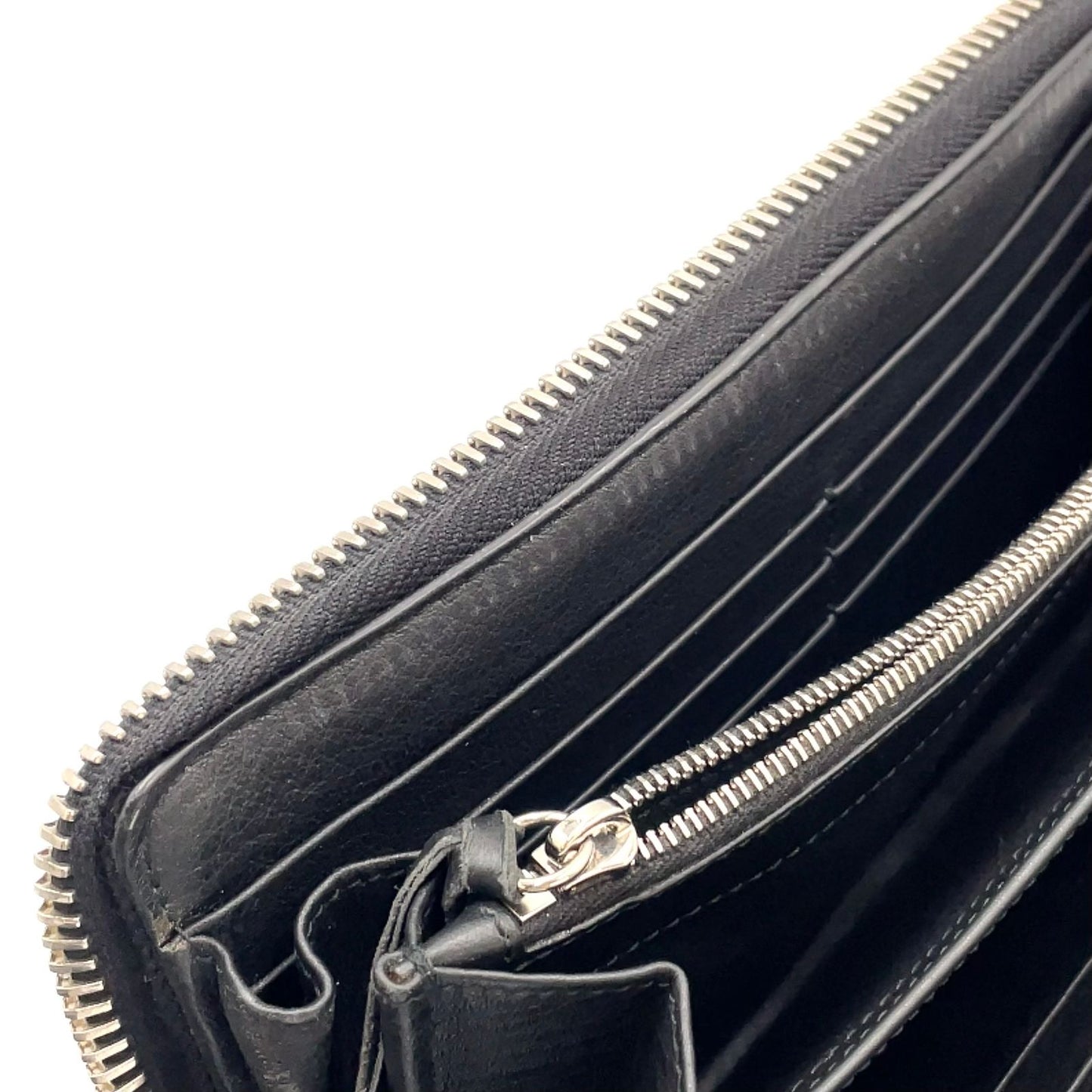 Balenciaga Paper Continental Zip Around Leather Black Wallet Silver — view 9