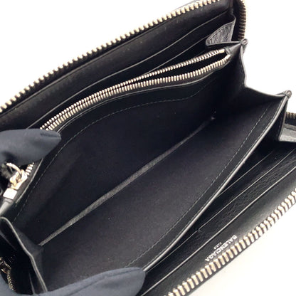 Balenciaga Paper Continental Zip Around Leather Black Wallet Silver — view 6