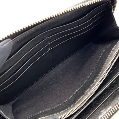 Balenciaga Paper Continental Zip Around Leather Black Wallet Silver — view 5