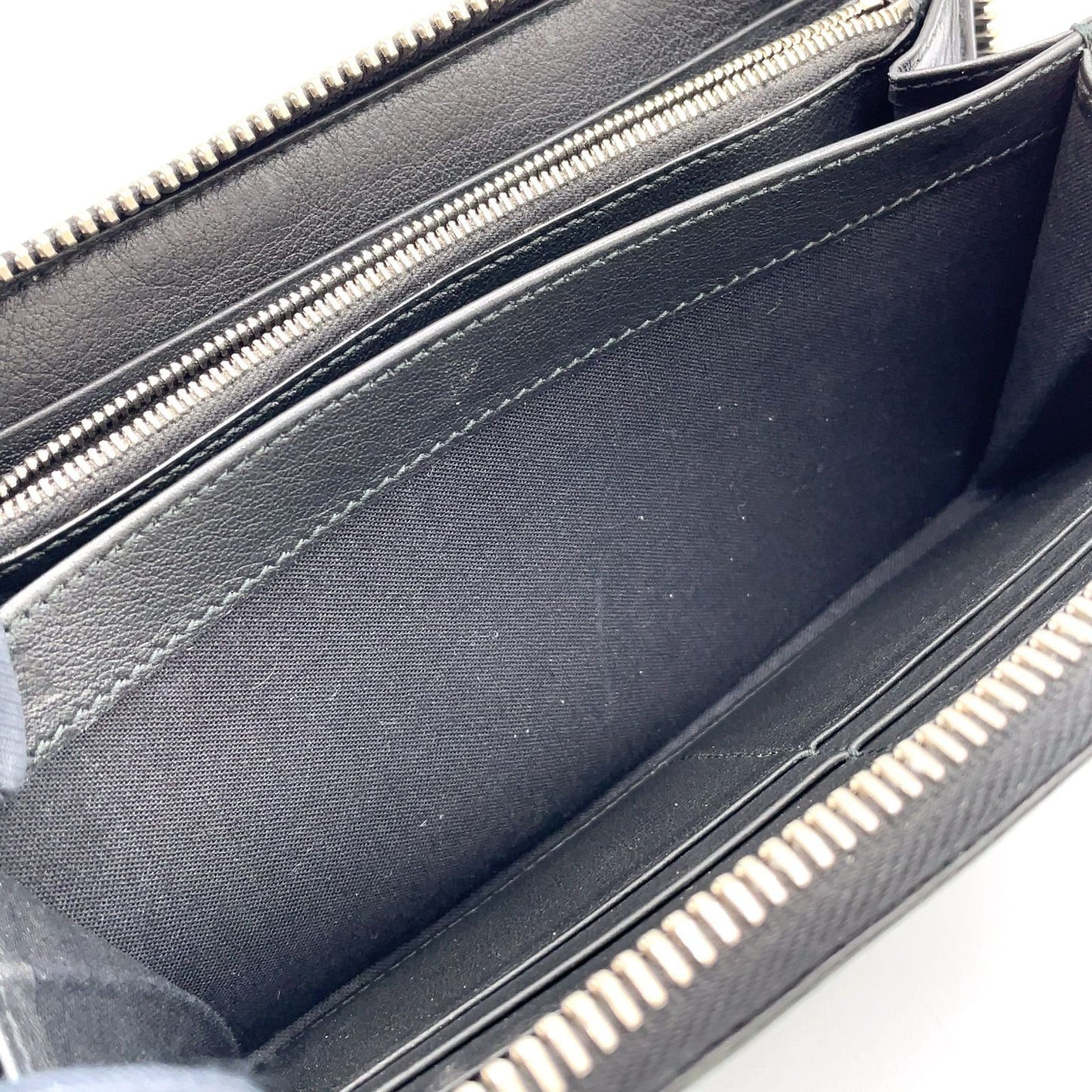 Balenciaga Paper Continental Zip Around Leather Black Wallet Silver — view 7