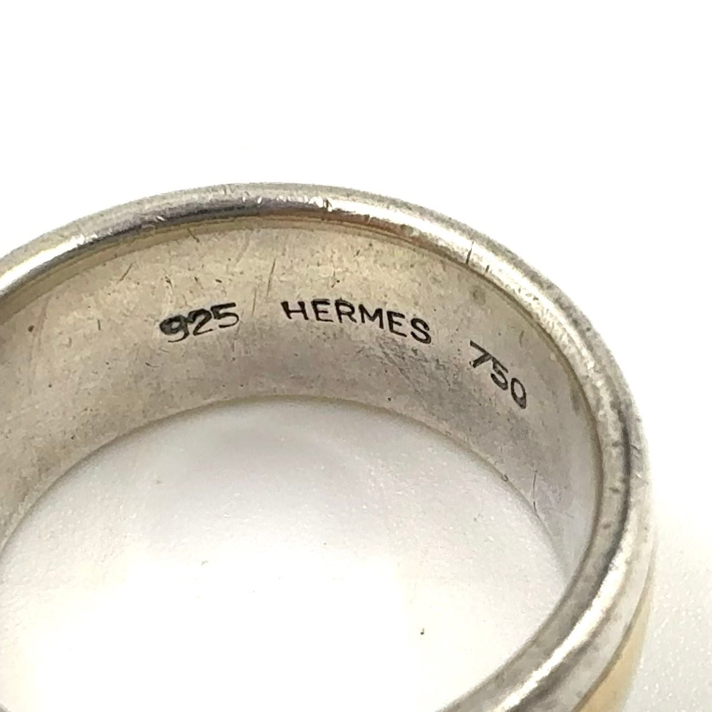 Hermes Logo Yellow Gold Silver Ring — view 5