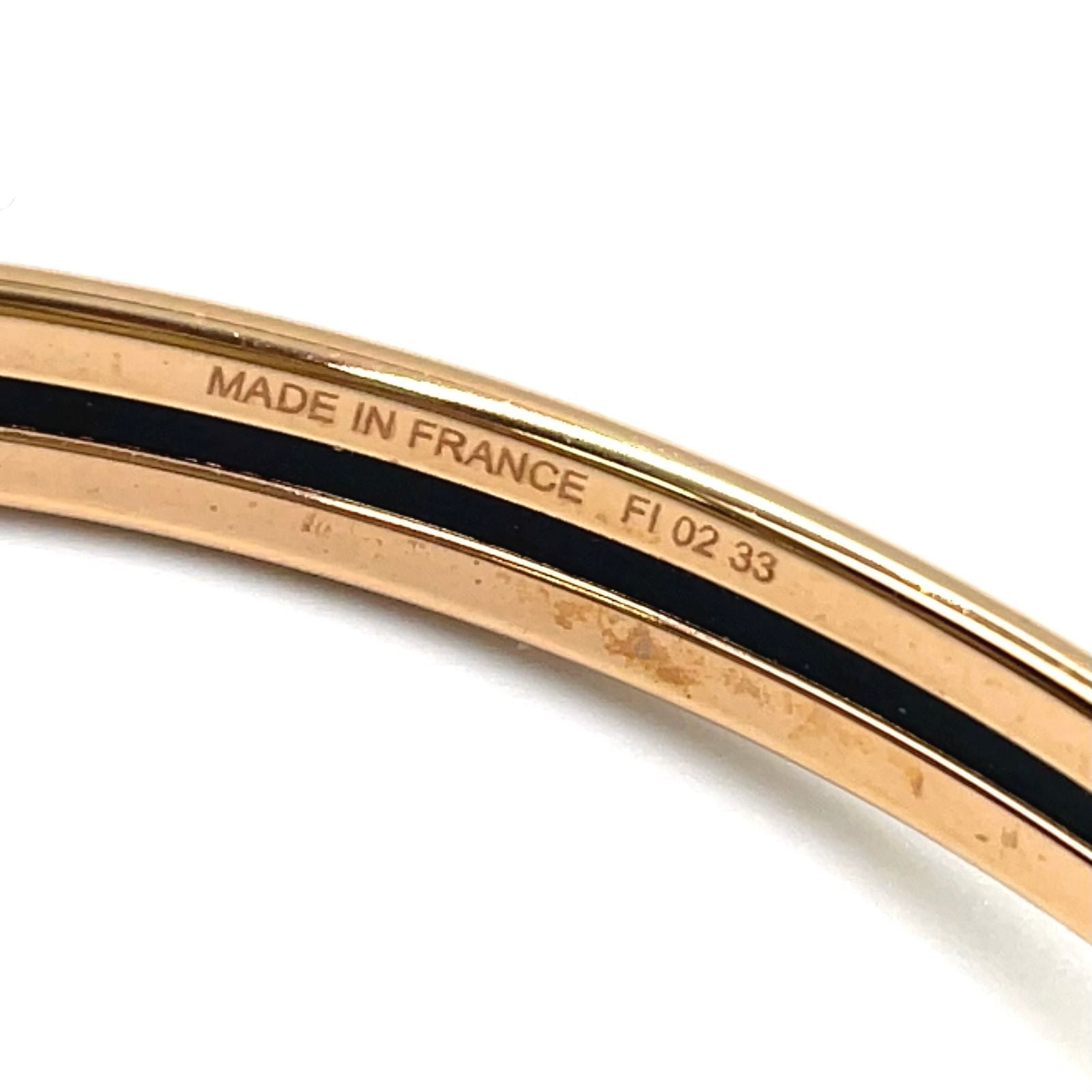 Hermes Uni Metal Enamel Ivory Gold Bangle Bracelet — view 5