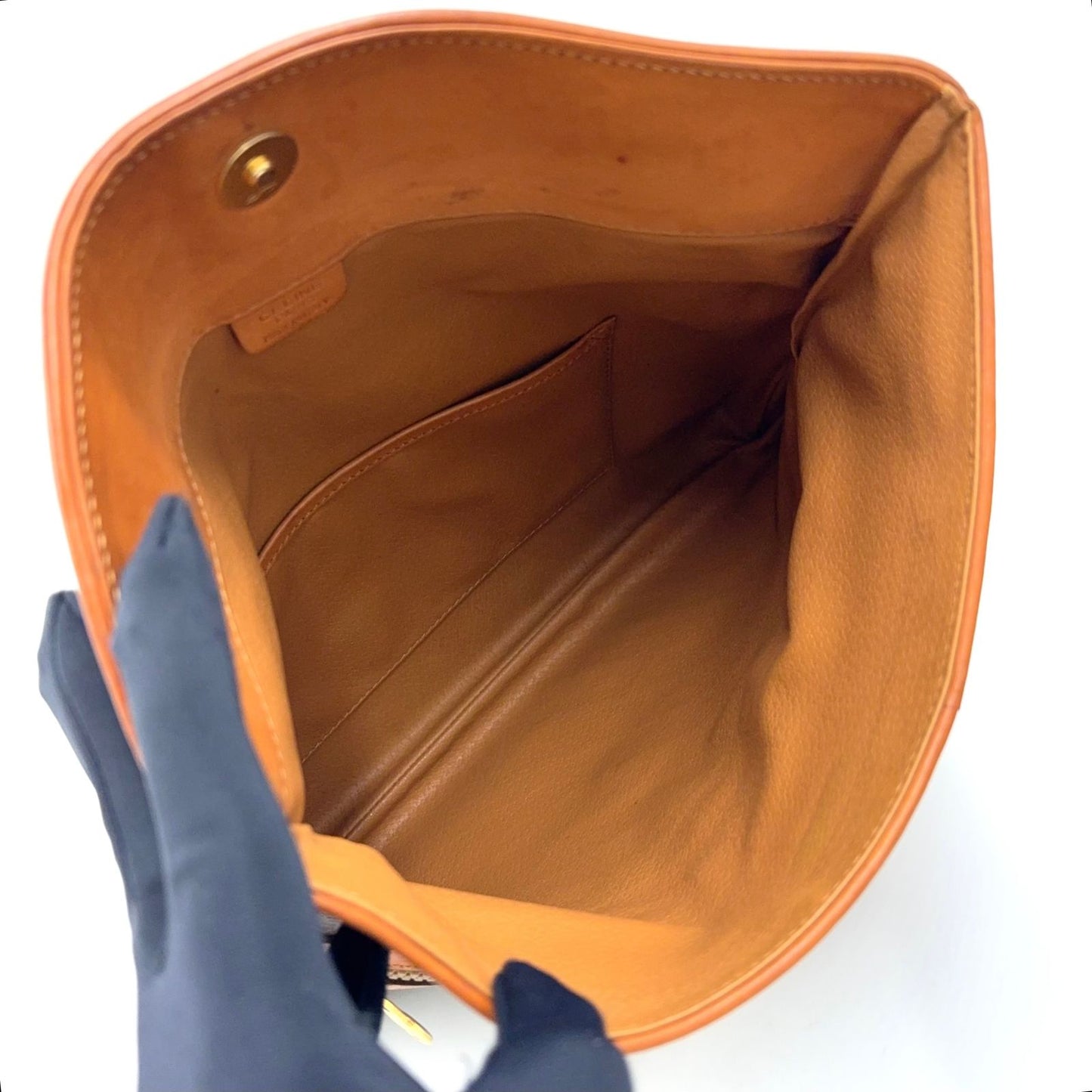 Celine Macadam Pattern Leather Brown Clutch Gold — view 3