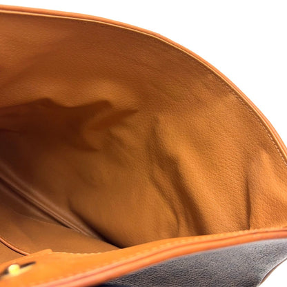 Celine Macadam Pattern Leather Brown Clutch Gold — view 8