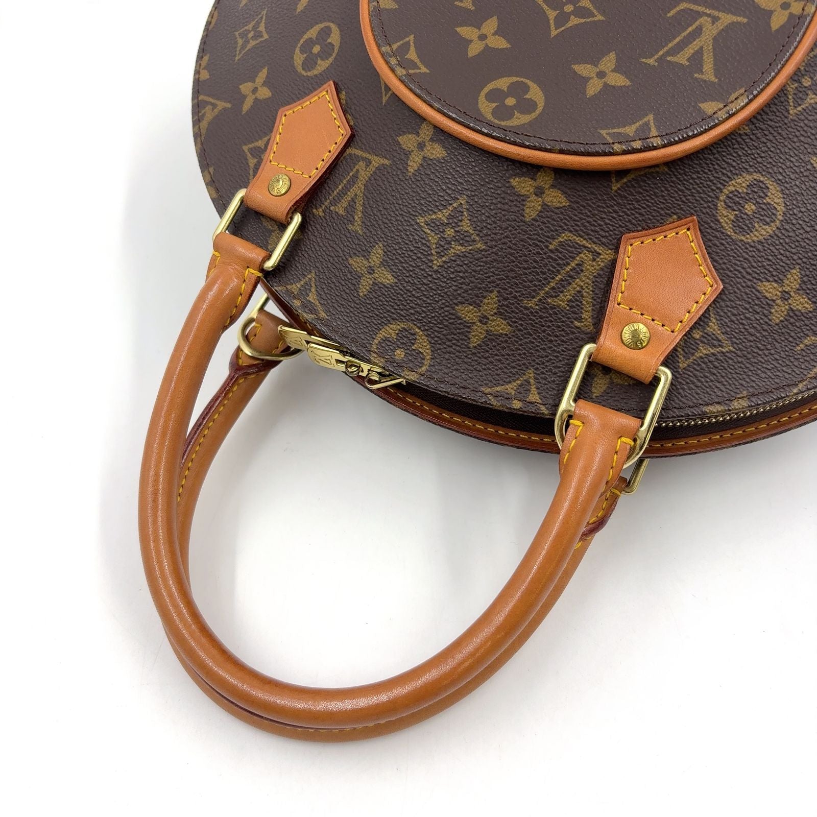 Louis Vuitton Ellipse PM Monogram Leather Brown Handbag Gold — view 6