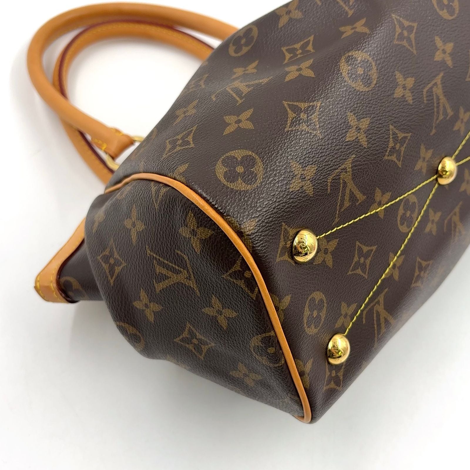 Louis Vuitton Tivoli PM Monogram Leather Brown Handbag Gold — view 9