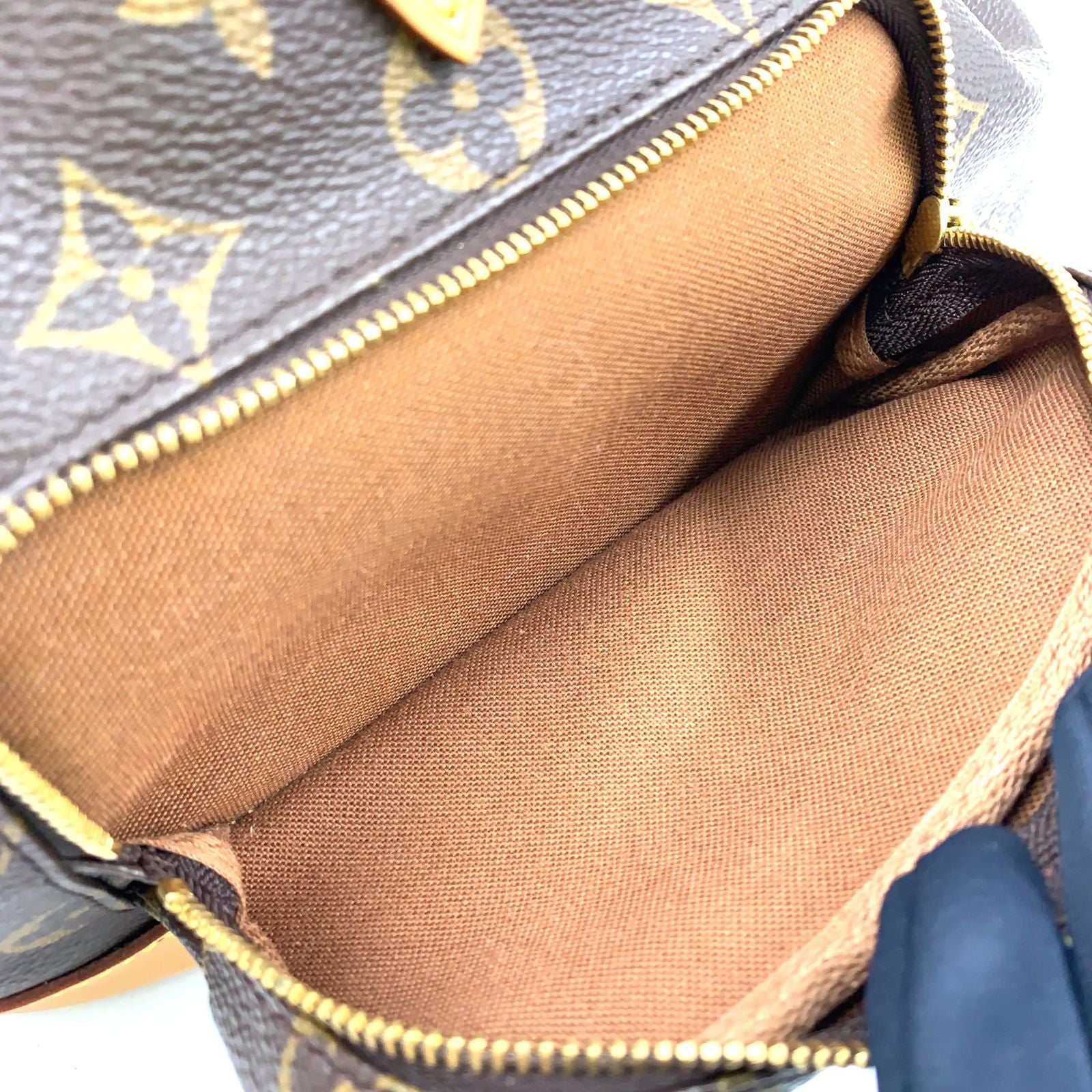 Louis Vuitton Montsouris MM Monogram Leather Brown Light Backpack Gold — view 9