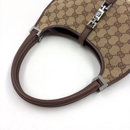 Gucci GG Canvas Jackie Leather Dark Brown Handbag Silver — view 5